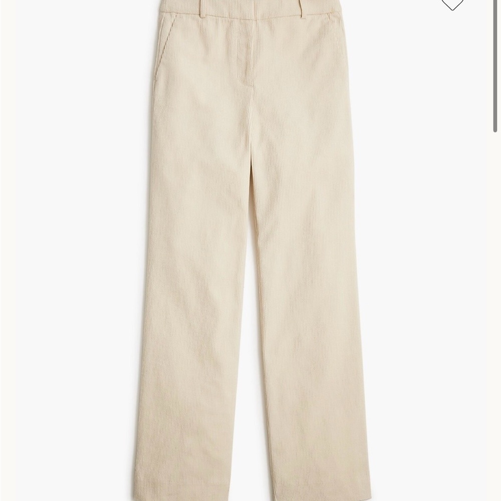 J.CREW Corduroy Wide Leg Trouser Pants Cream Ecru Quiet Luxury Preppy Minimalist